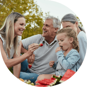 Family at a picnic celebrating