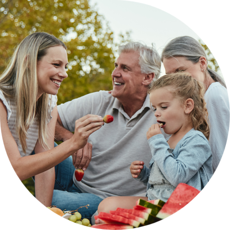 Family at a picnic celebrating